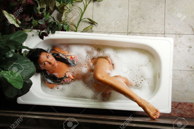 Girl in the bathroom from above