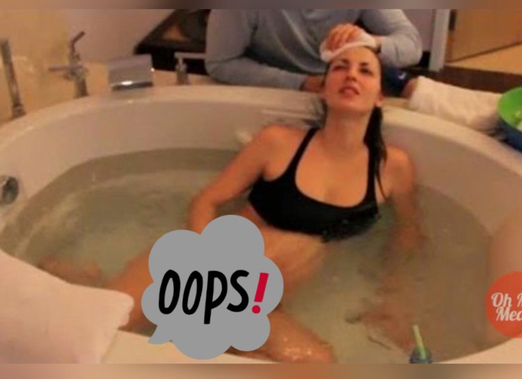 The girl gives birth in the bathroom