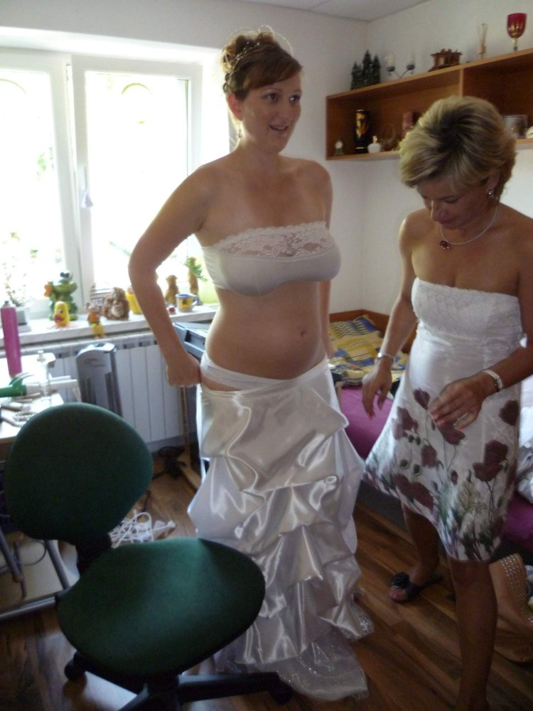 Mature in a wedding dress