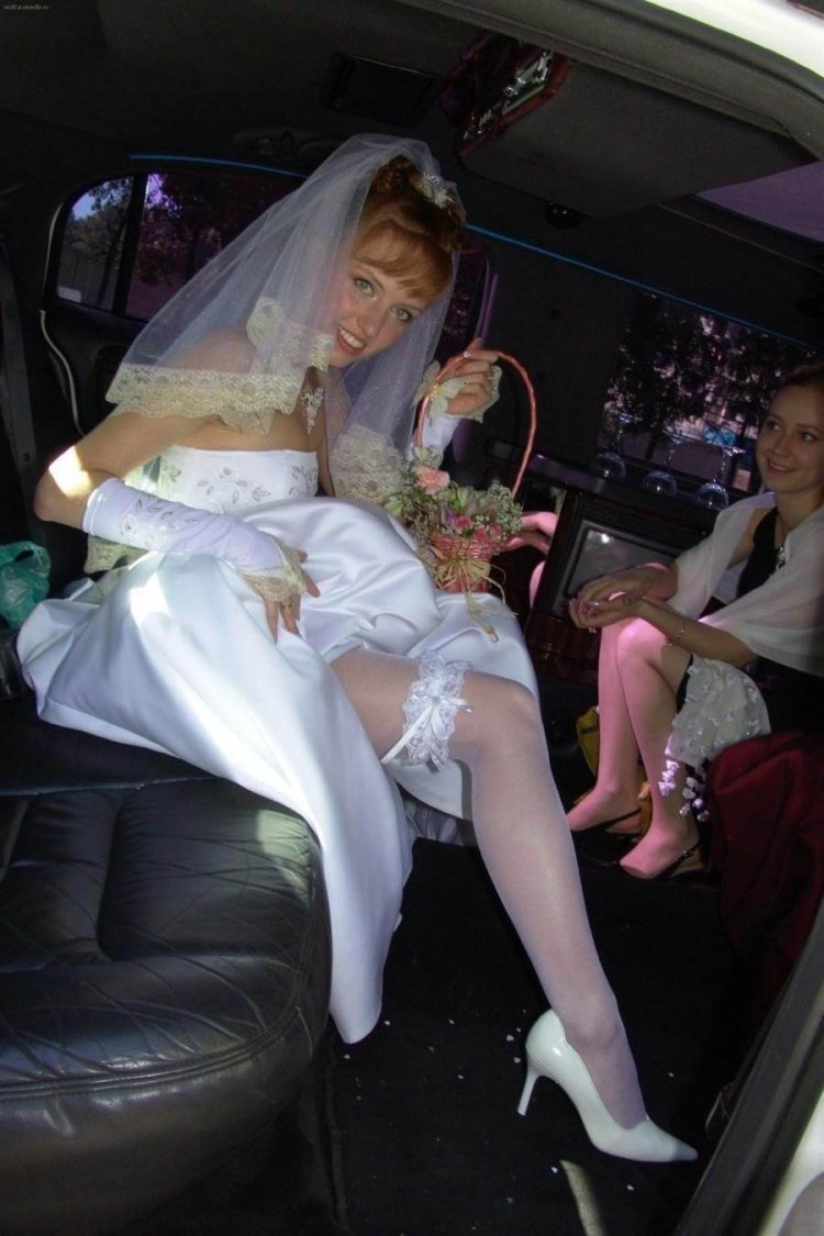 Brides in wedding dresses littered