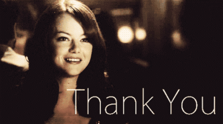The girl says thanks to GIF