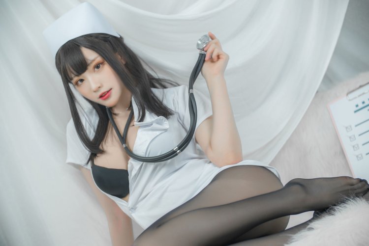 Asian in stockings and tights of nurses