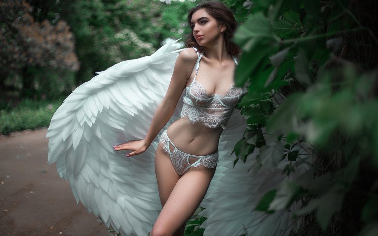 Beautiful girls with angel wings