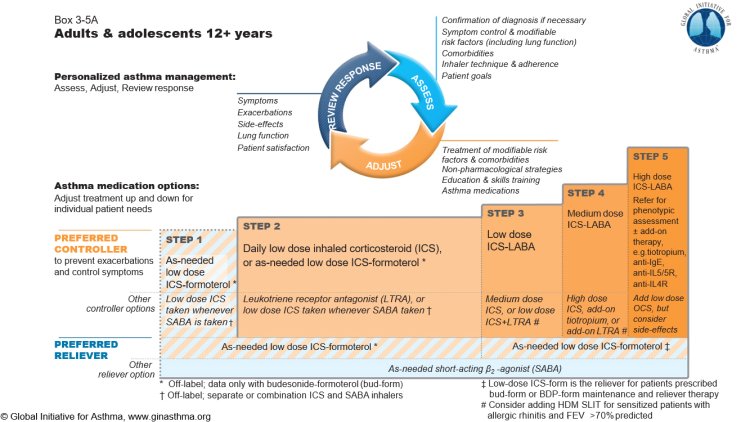 Steper therapy of bronchial asthma Gina 2021