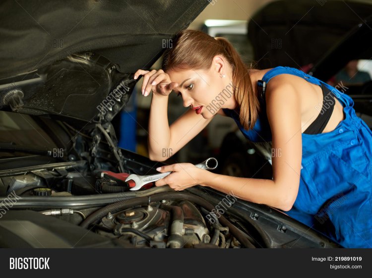 Girl Inspection of the car