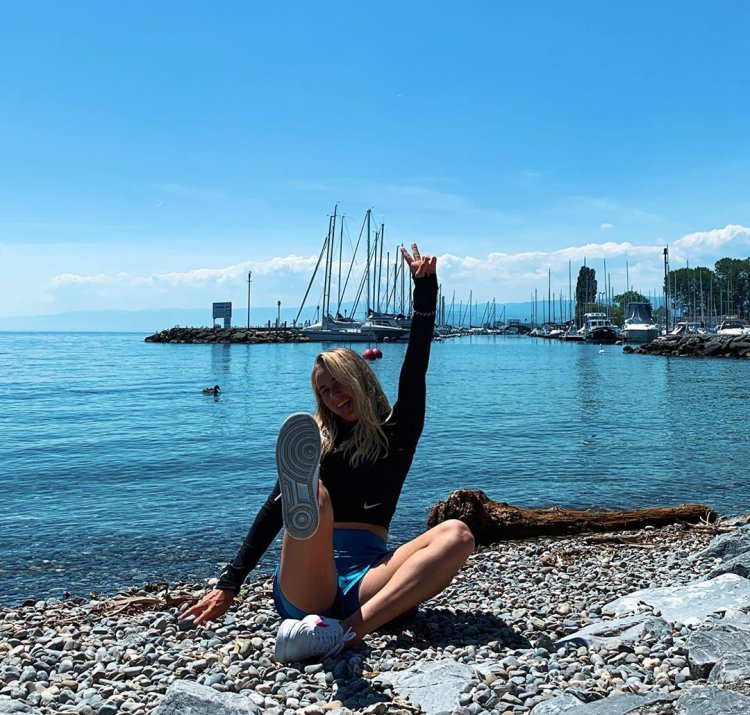 Anastasia Potapova tennis player in a swimsuit