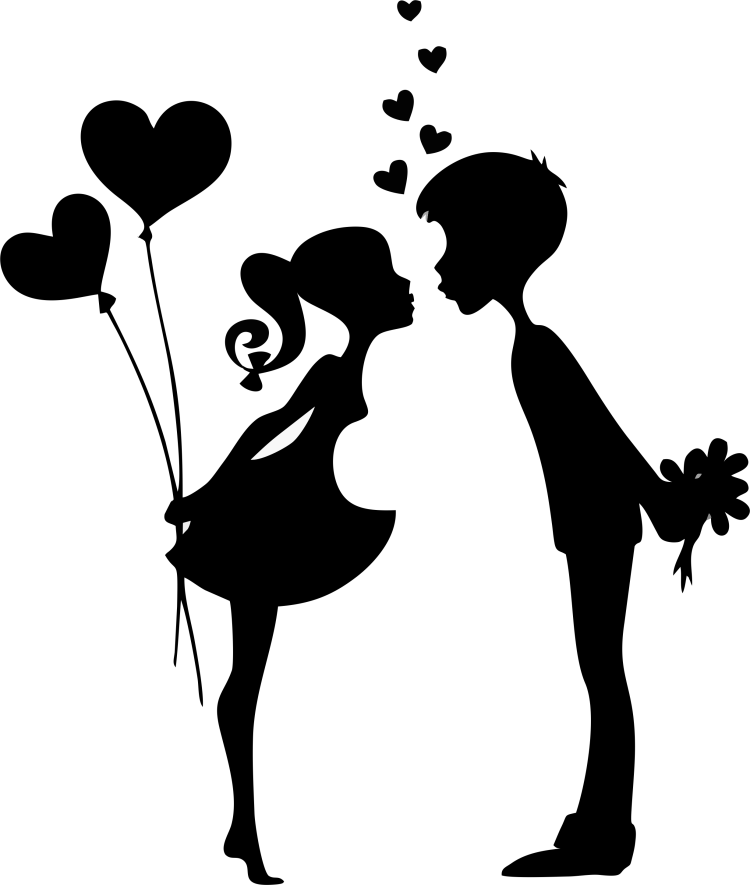 The silhouettes of lovers
