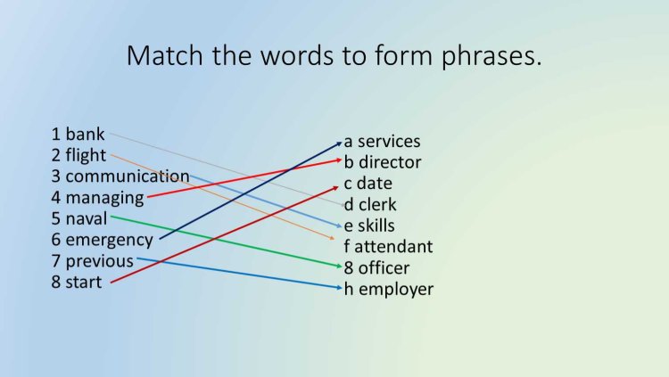Match The Words To Form Phrases