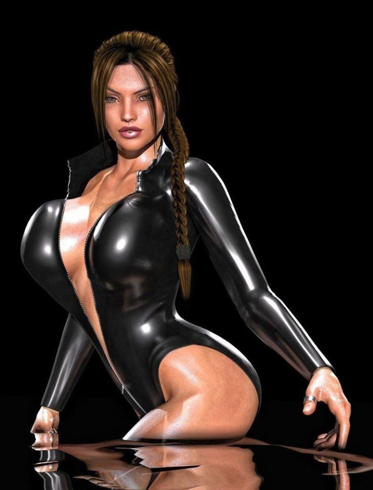 Lara Croft in latex 3d