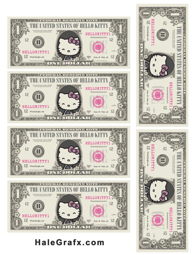 Paper money with Hello Kitty
