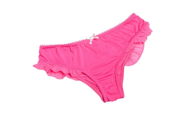 Pink panties on a white background