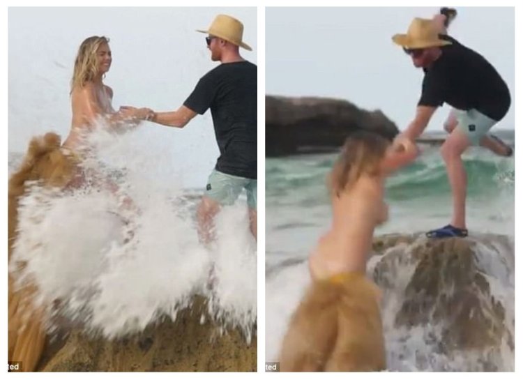 Kate Apton washed away a wave