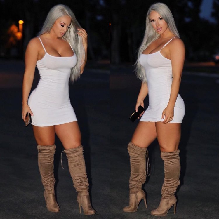 Laci Kay Somers in a dress