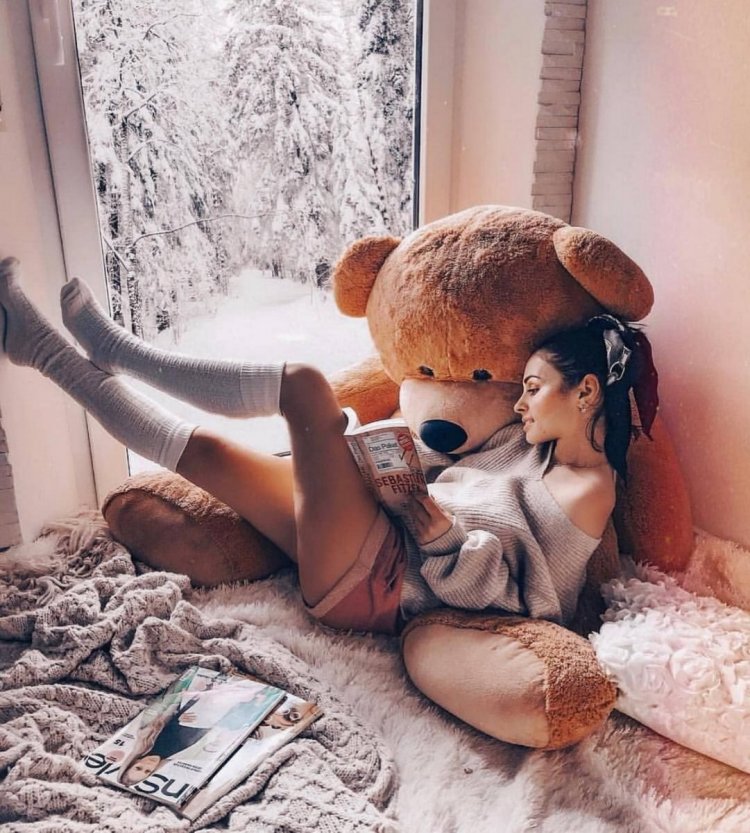 Girl with plush bear