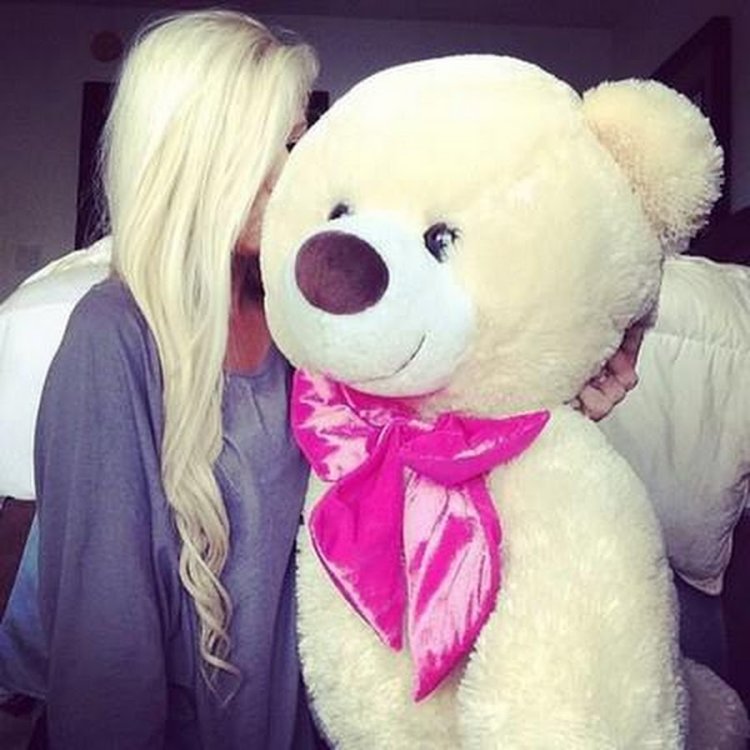 Blonde with a bear