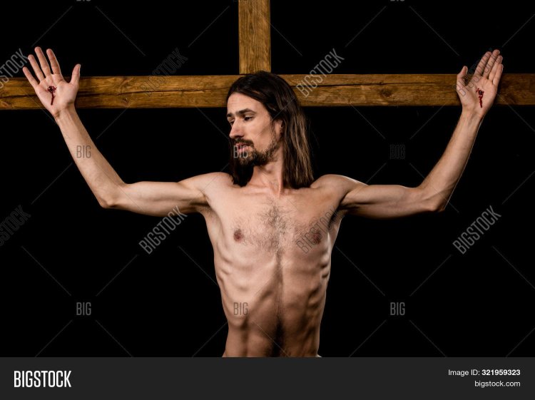 Naked male crucifix