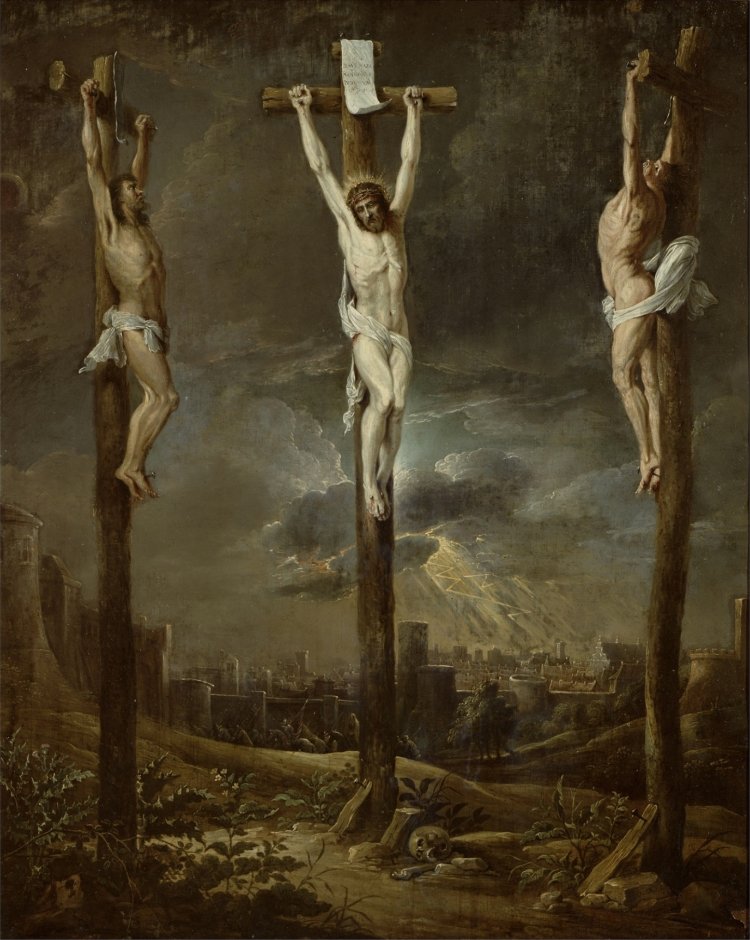 The crucifixion of Jesus Christ on the Cross on Calvary