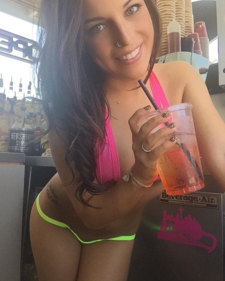 Barista girl in bikini