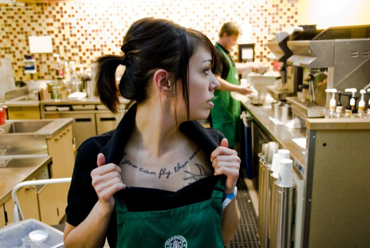 Tattooed barista