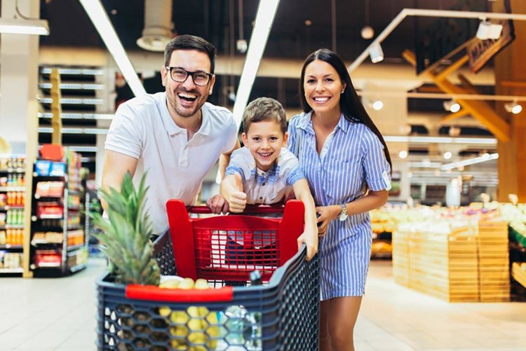 Family in the supermarket