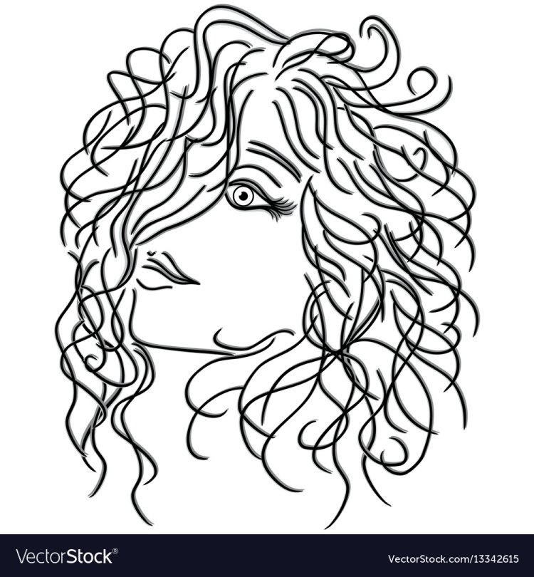 The silhouette of a woman with curly hair