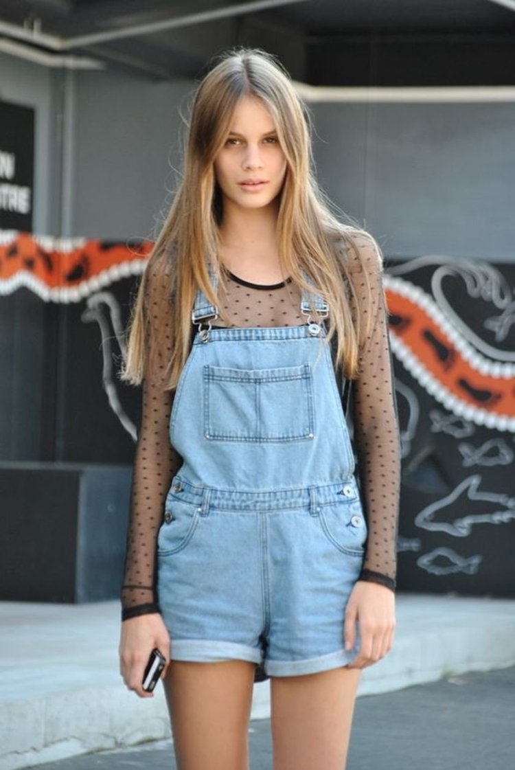 Girl in overalls