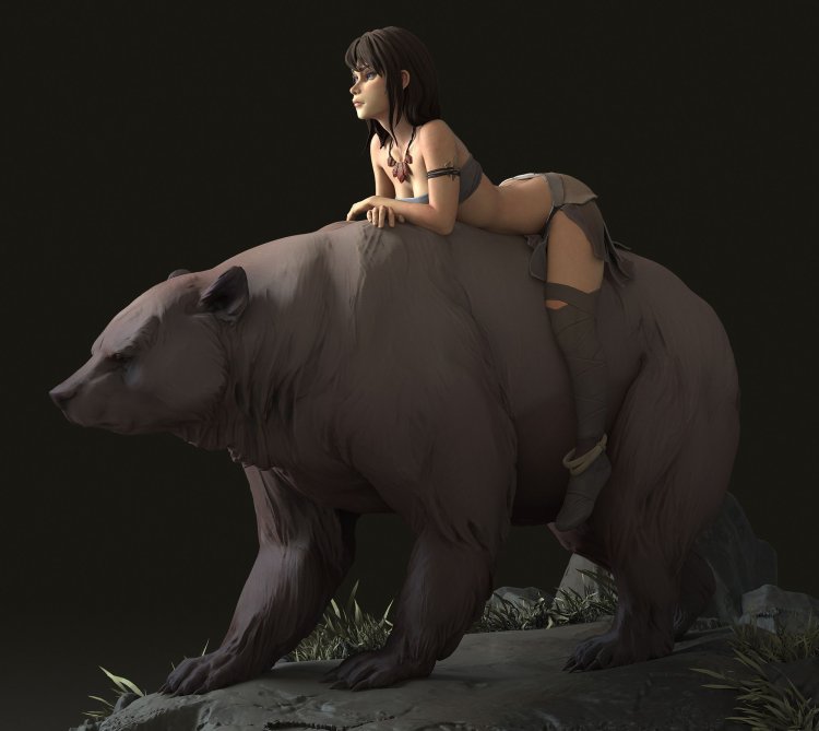 Girl riding a bear