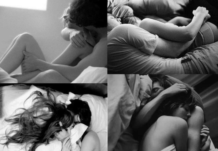 Hugs with a loved one in bed