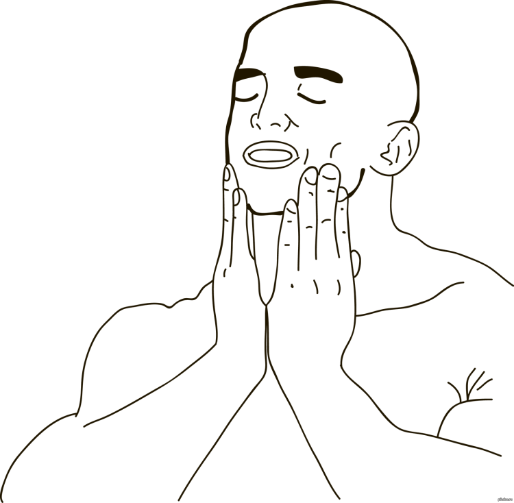 Man with palms on the cheeks