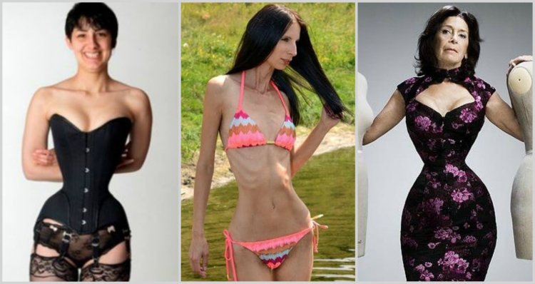 Naked aunts with figures of sand clock