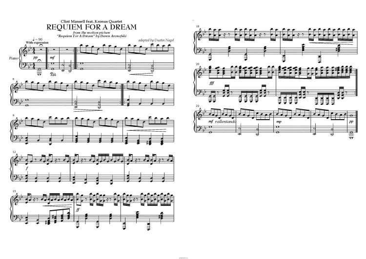 Requiem for a dream, notes for piano