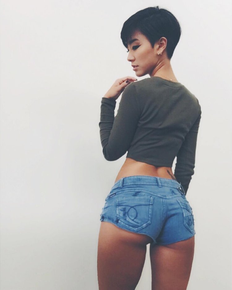 Asian in short shorts