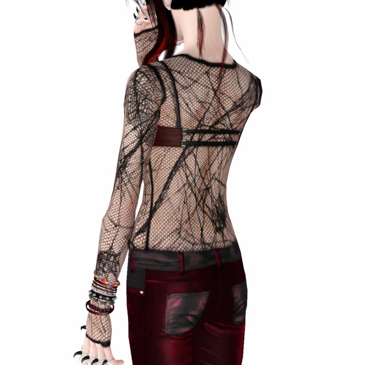 Mesh Shirt Leather Bottom