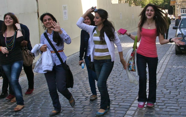 People on the streets of Baku
