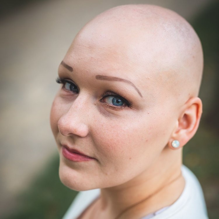 Full girls with a shaved head