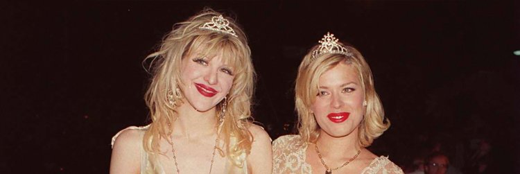 Courtney Love in a white dress in youth
