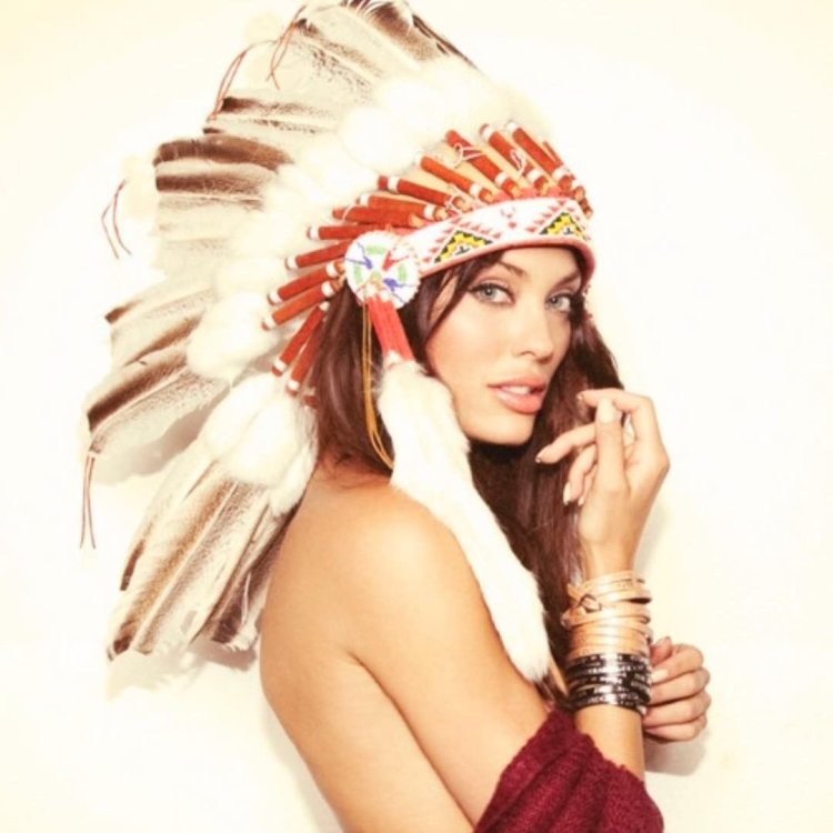 Girl in an Indian hat