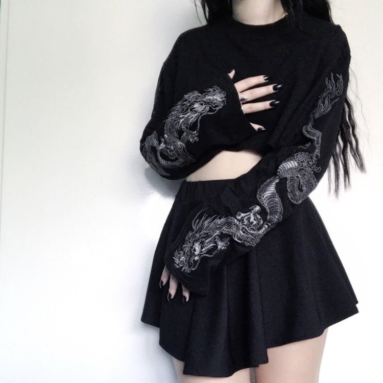 Goth Outfit Grange Black Korean Clothing
