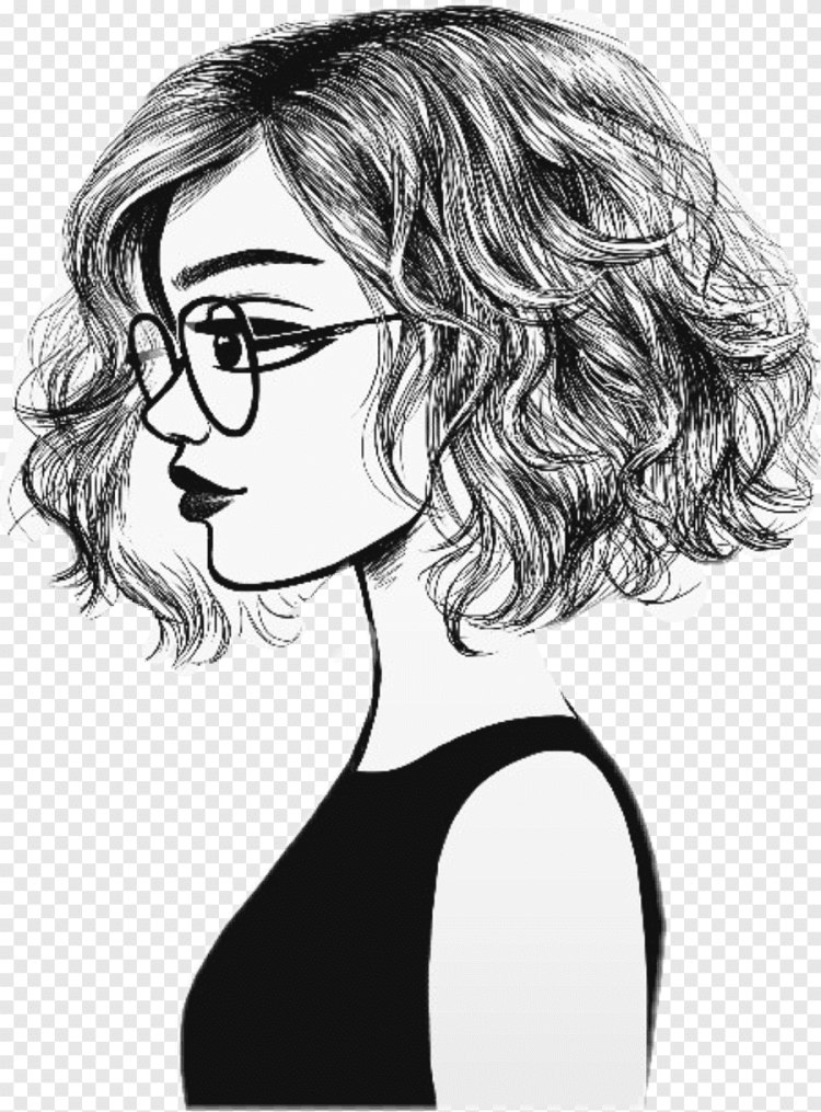 Drawn girl with glasses