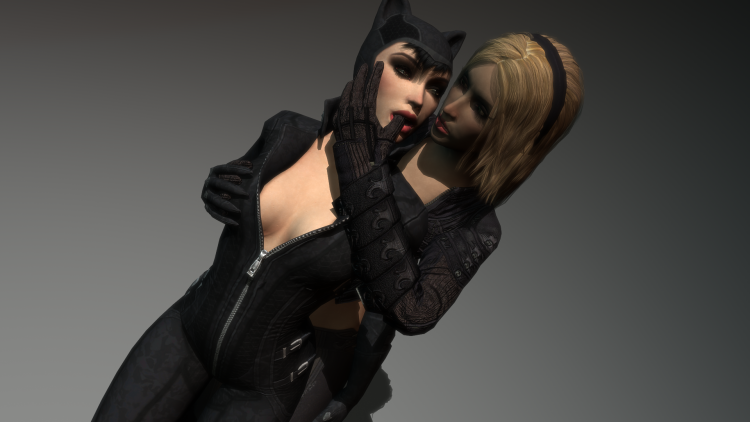 Batman Arkham City Woman Cat and Harley
