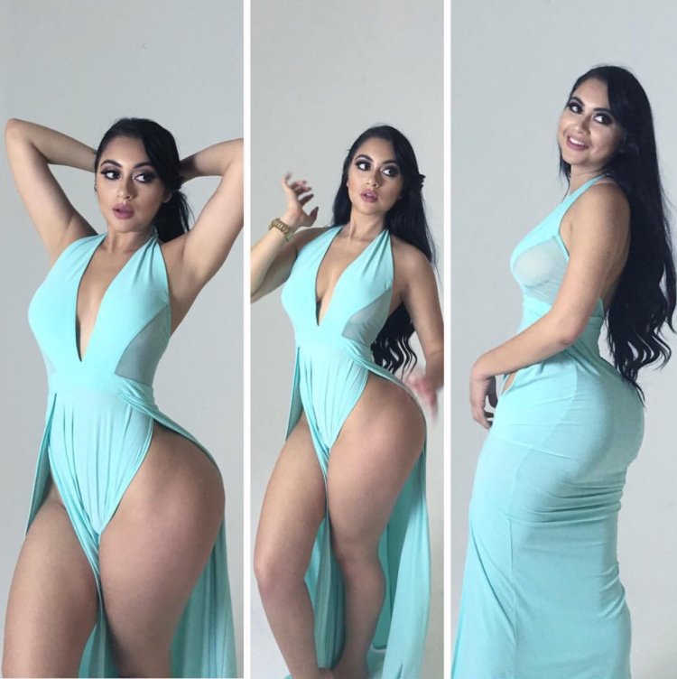 Russian Kardashian Anastasia Kvitko in a dress