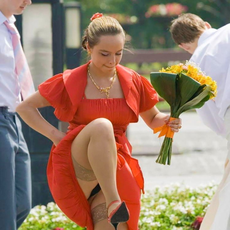 In a light dress panties