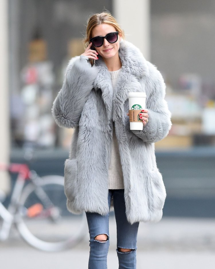 Olivia Palermo in fur coats