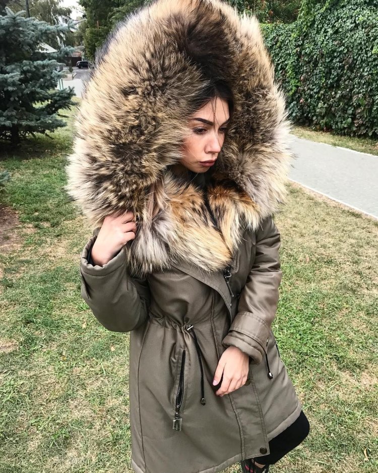 Girl in a jacket with fur clipart