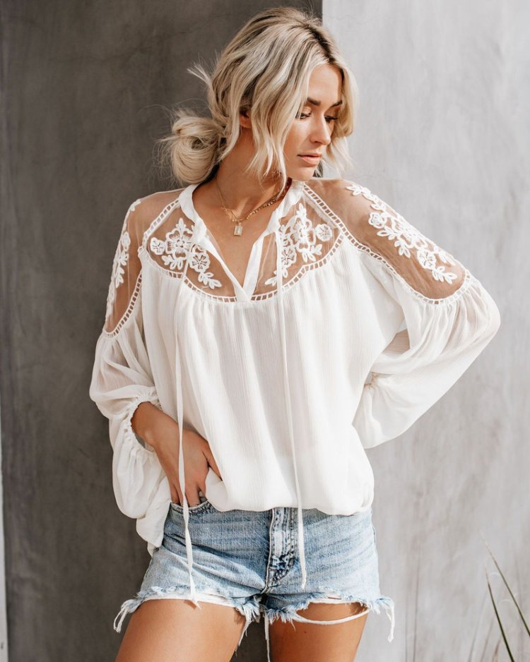 Sheer White Blouse White Bra