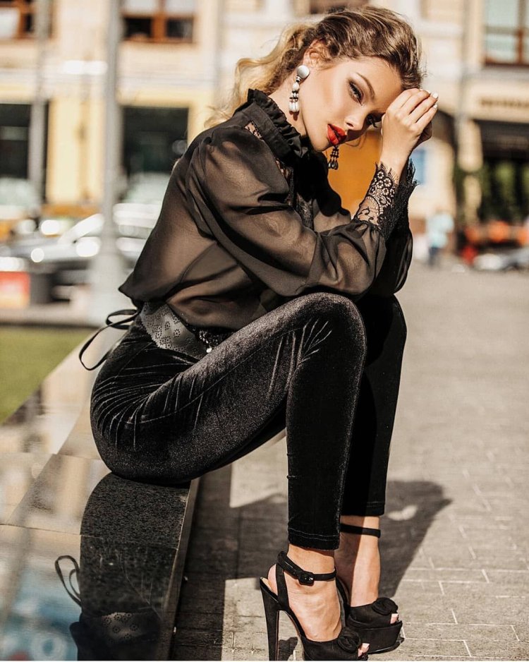 Transparent polka dot blouse