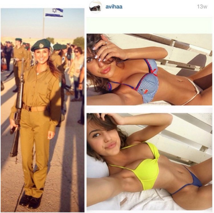 Girls of the Israeli army in swimsuits