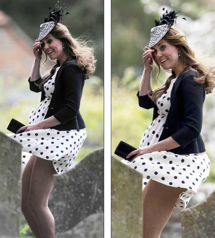 Kate Middleton Wind lifted his skirt