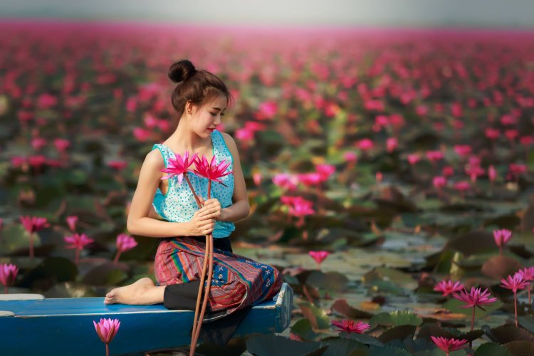 Girl with lotus