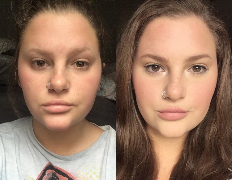 Natural makeup before and after
